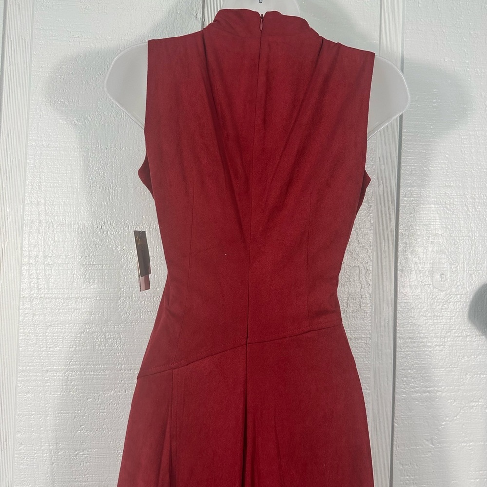 Taylor Women's Faux-Suede Asymmetrical-Hem Sleeveless Midi Dress Size 2 NWT - Picture 10 of 12
